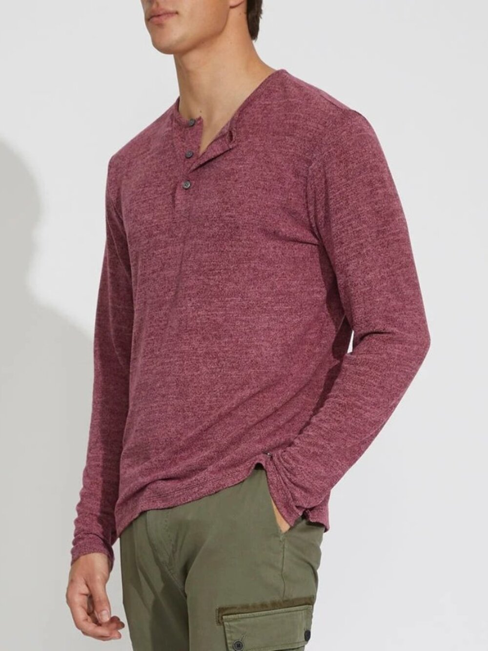 Civil Society Heather Burgundy Knit Henley/1476